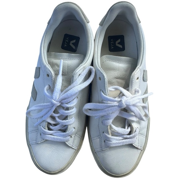 Veja Women's Campo Leather White/Grey Sneakers Shoes, sz 7 - Picture 4 of 12